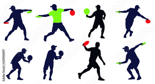 Schilderij op canvas Pickleball Player Silhouettes: Action Poses for Sports Graphics & Design