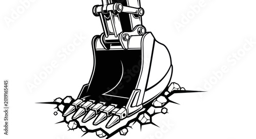Εκτύπωση καμβά Excavator Bucket Digging into Ground