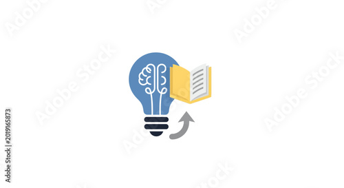 Obraz na plátne Light Bulb with Brain and Book.