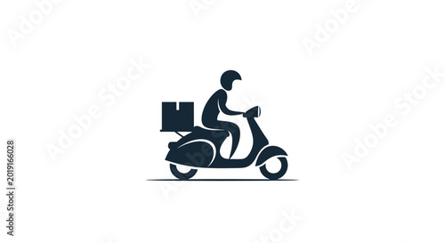 Man riding a delivery scooter fast.