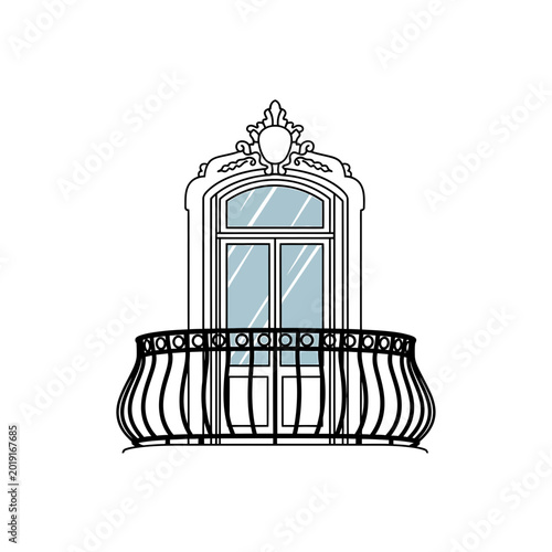 Vintage Baroque Style Window and Ornate Balcony Design