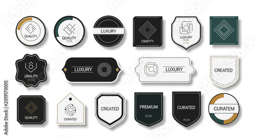 Set of elegant business labels and badges with geometric shapes