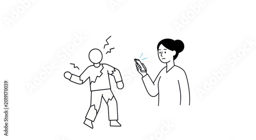 Foto Woman Ignoring Distressed Person While Using Phone