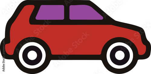 Tableau sur toile Stylized vector illustration of a red station wagon with purple roof side view