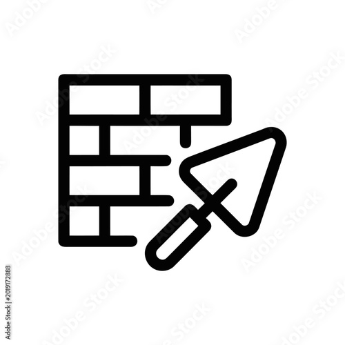 Brick wall and trowel icon representing construction, masonry, and building work