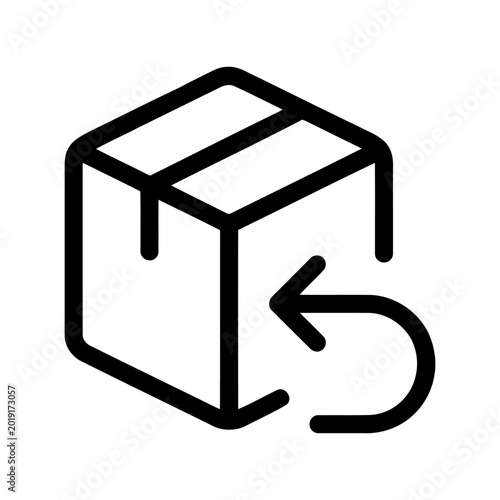 Foto Return package icon, parcel delivery return symbol, vector illustration of a car