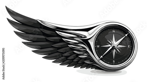 Photos Winged Compass Symbol for Navigation, Direction, and Business Success