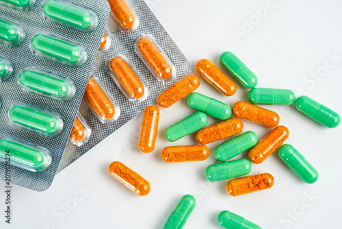 Blisterpack of capsules pills medical Antibiotics, supplement, vitamin