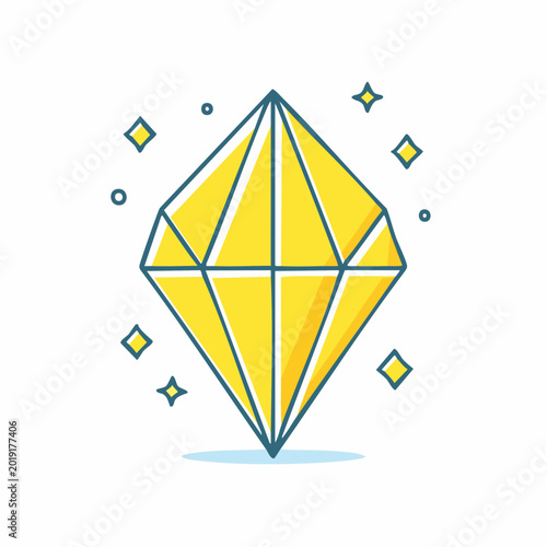 Yellow Diamond Icon with Sparkles