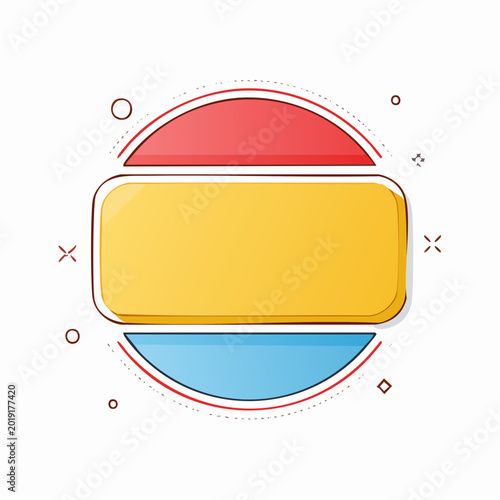 Abstract Graphic Element with Red, Yellow, and Blue Sections