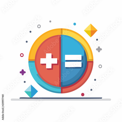 Abstract Math Symbols Plus and Equals Icon