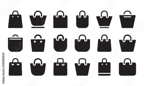 Fotografía Shopping bags icon set, collection of gift and market tote symbols, modern glyph style