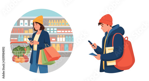People Using Smartphones for Daily Errands and Travel