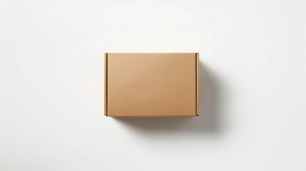 Minimal brown cardboard box mockup on white background with soft shadow and clean lighting