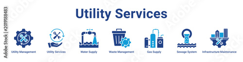 Utility Services Web Icon Banner and Collection