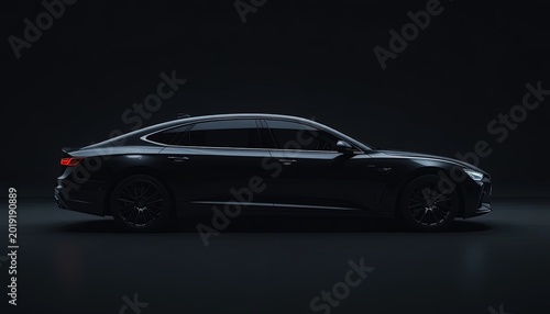 Sleek Black Sedan Car Isolated on Dark Background for Automotive Advertising