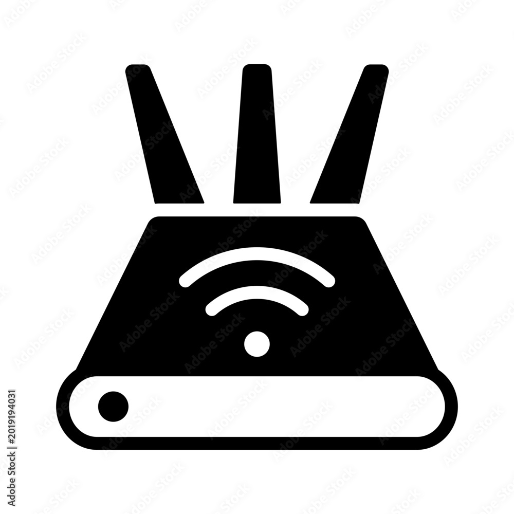 Fotografie Router Icon - Solid Black