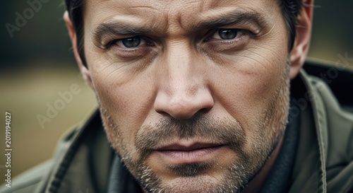 Portrait of a Serious Mature Man Outdoors.
