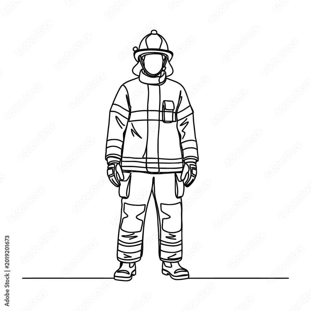 Obraz premium Professional Firefighter Standing in Full Gear