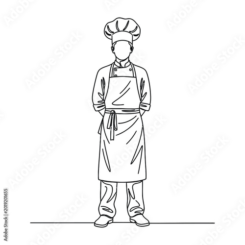 Bild auf Leinwand Professional Chef Standing In Uniform In Kitchen