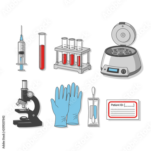 Medical laboratory equipment collection scientific tools for research and analysis