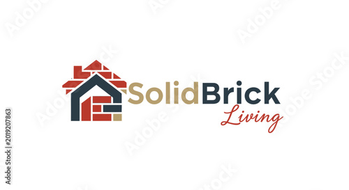 Modern house icon with text for real estate or construction concepts