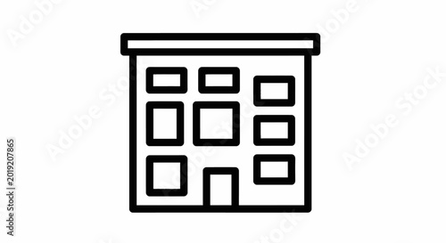 Modern building outline icon conceptual representation for design and media