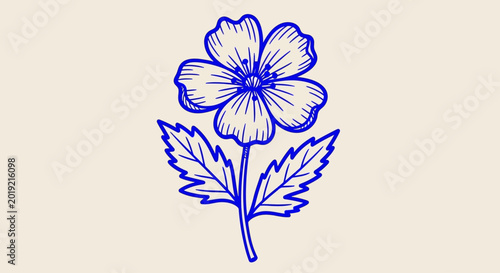 Blue flower, floral illustration, vector graphic, botanical design, decorative element
