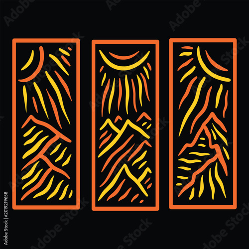 Mountain Set Monoline Design outline adventure exploration symbol Graphic Vector