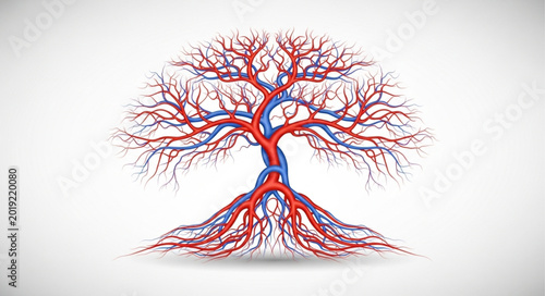Foto Detailed illustration of human blood vessels.