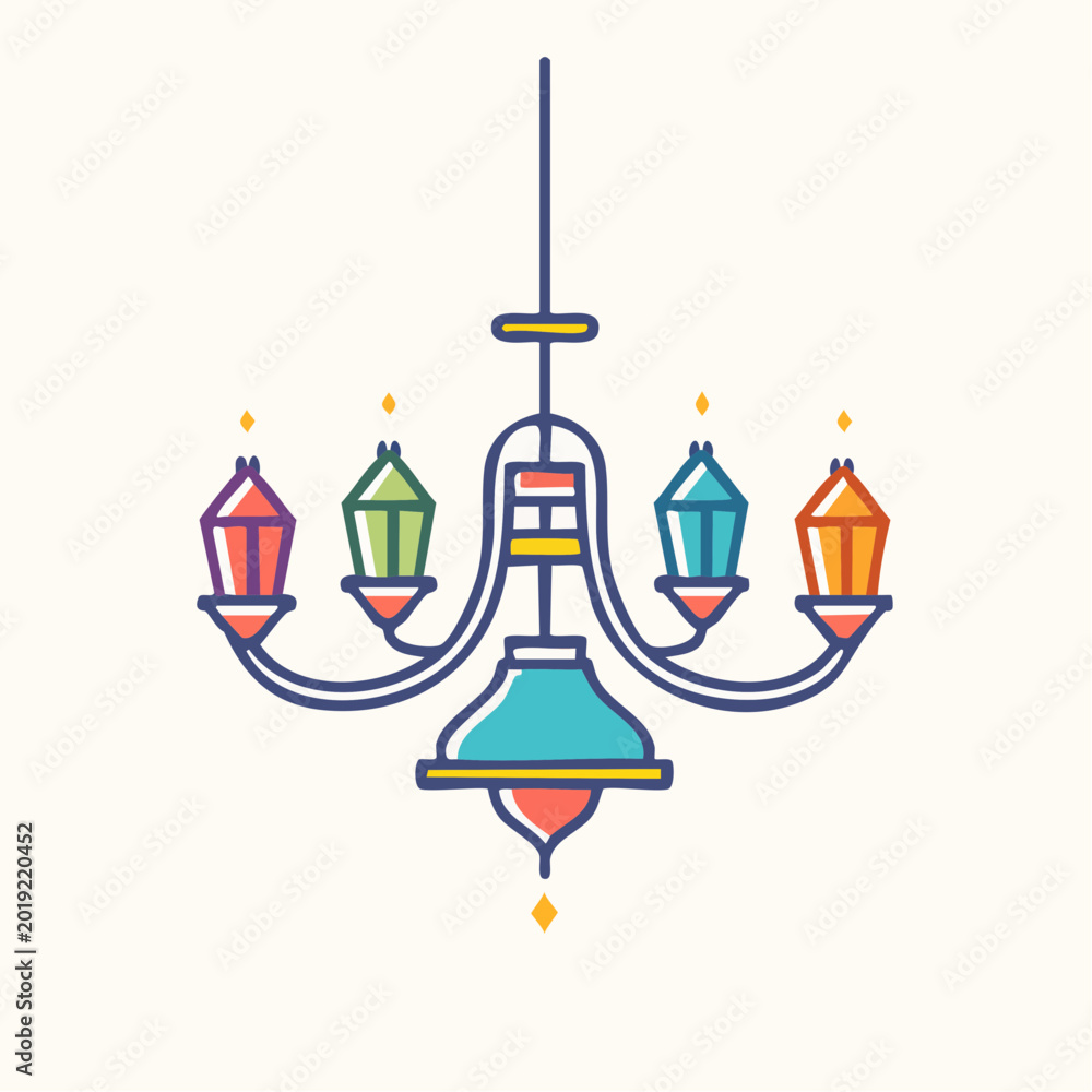 Fototapeta premium Colorful Chandelier Illustration