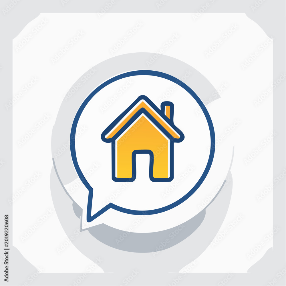 Fototapeta premium House Icon Inside Speech Bubble
