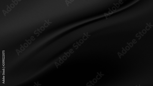 Schilderij op canvas abstract black background with a sweeping, organic pattern of curves or waves, with a slick and reflective yet soft texture