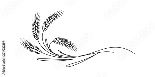 Foto Black and white hand drawn sketch illustration of wheat ears arranged in an eleg
