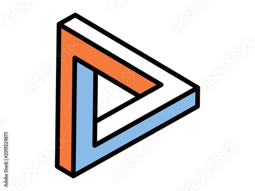 Foto An impossible Penrose triangle optical illusion vector illustration