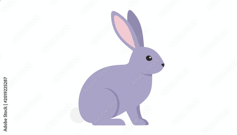 Fototapeta premium Purple rabbit, cartoon bunny, lilac hare, cute animal, vector illustration