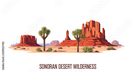 Sonoran Desert Wilderness Landscape with Red Rock Formations