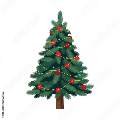Festive Christmas tree decorated with red ornaments and gold garland