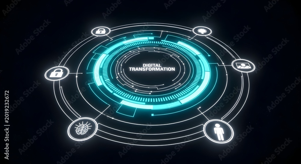Fototapeta premium Digital Transformation Concept Futuristic Circle Icons