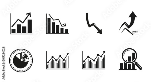 Photos Business finance graph chart icons set.
