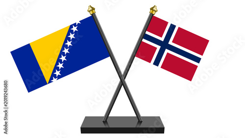 Canvastavla Flag of Norway and Bosnia and Herzegovina