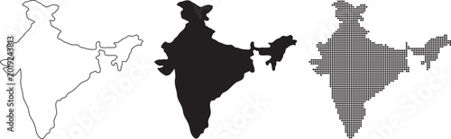 india map outline silhouette dotted vector set geographic country shape design illustration pack