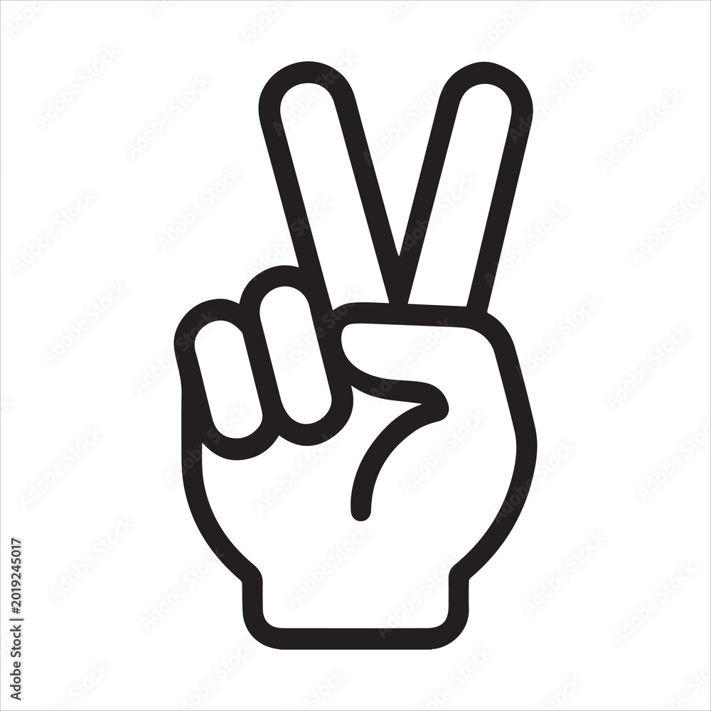 Obraz premium Minimalist peace sign hand outline.