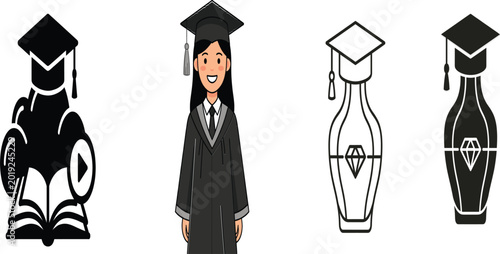 Canvastavla Graduation icons and a student in academic regalia