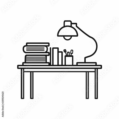 Desk lamp on a working table.