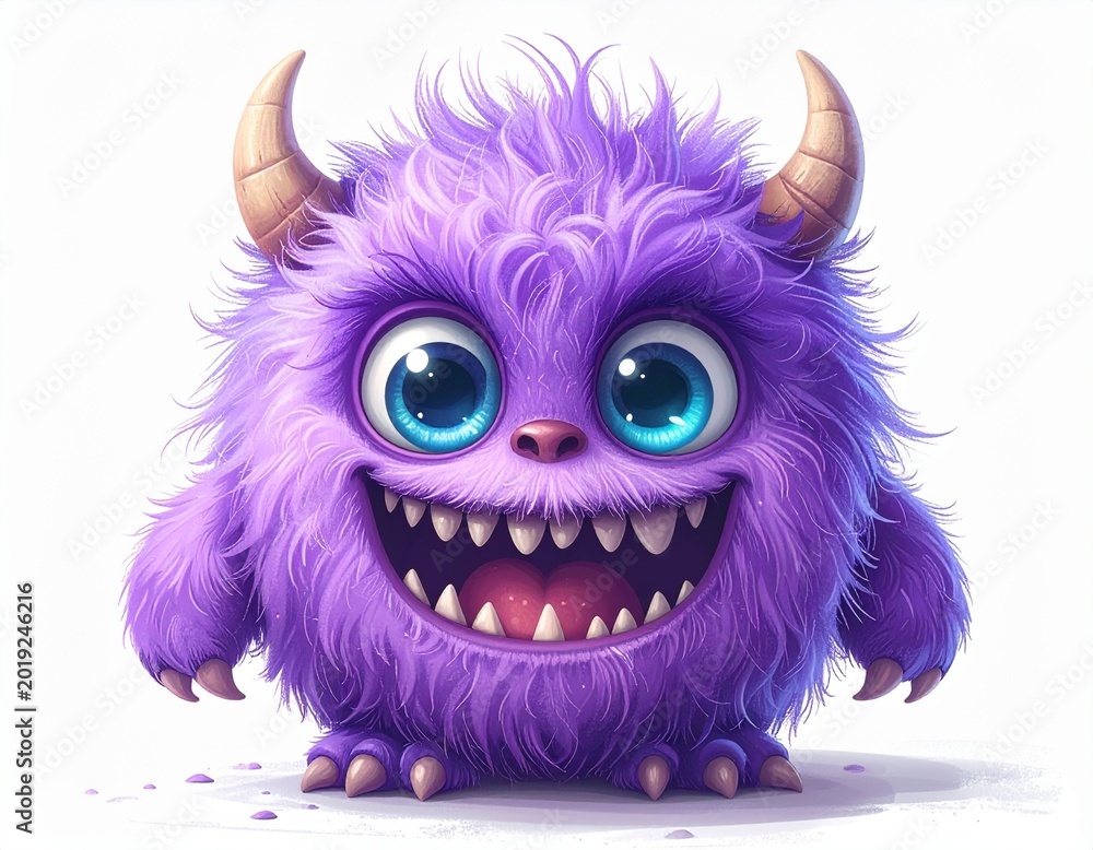 Obraz premium Whimsical furry character with tiny teeth and charming expression.