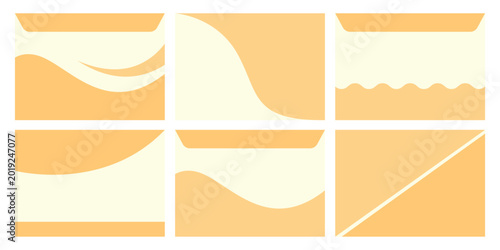Creamy yellow abstract curves and waves on a light background for organic product packaging design
