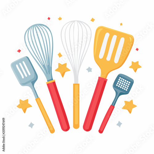 Collection of Kitchen Utensils and Baking Tools