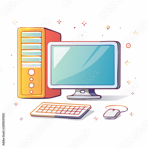 Desktop Computer with Monitor, Keyboard, and Mouse