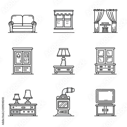 Furniture for living room interior.